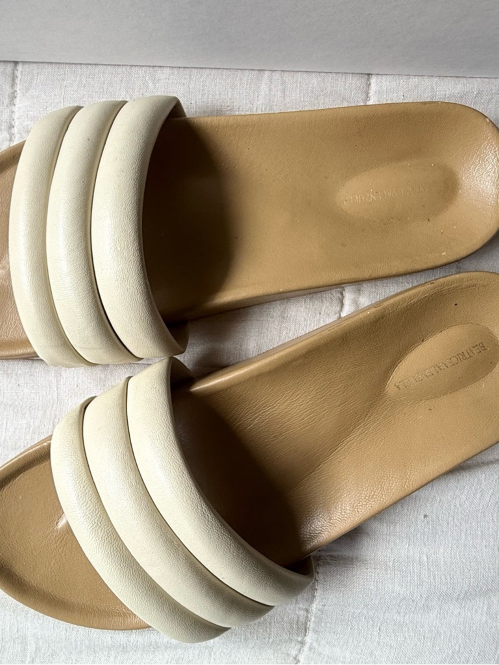 Women's Cream Slide Sandals with Padded Straps